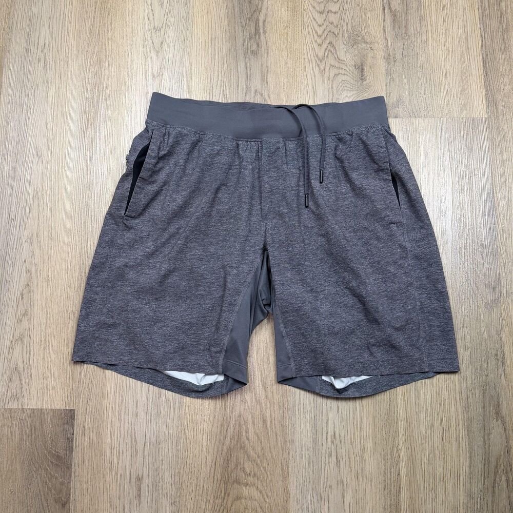 Lululemon Shorts Mens XL Gray Lined Running 9in Inseam Zip Pocket Athletic Gym